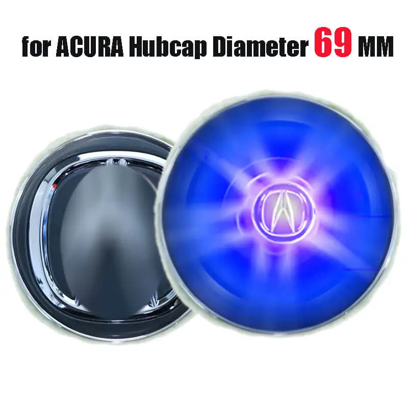 69mm ACURA LED Floating Logo Car Wheel Center Caps Blue Light Led Hub Cover Hub Light for ILX RLX MDX ZDX RDX NSX TSX RL TL