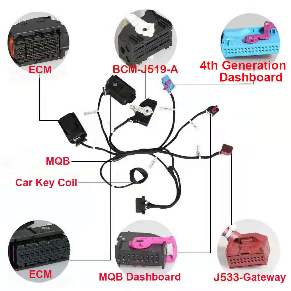 MQB VAG VW AUDI Test Platform Bench Wiring for Key Adaption ECM BCM Gate-way Cluster