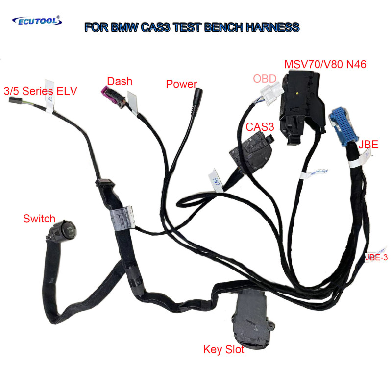 BMW CAS3 Bench Test Platform Harness - ELV + JBE + DME MSV70 MSV80 N46 OFF Programming Adapters