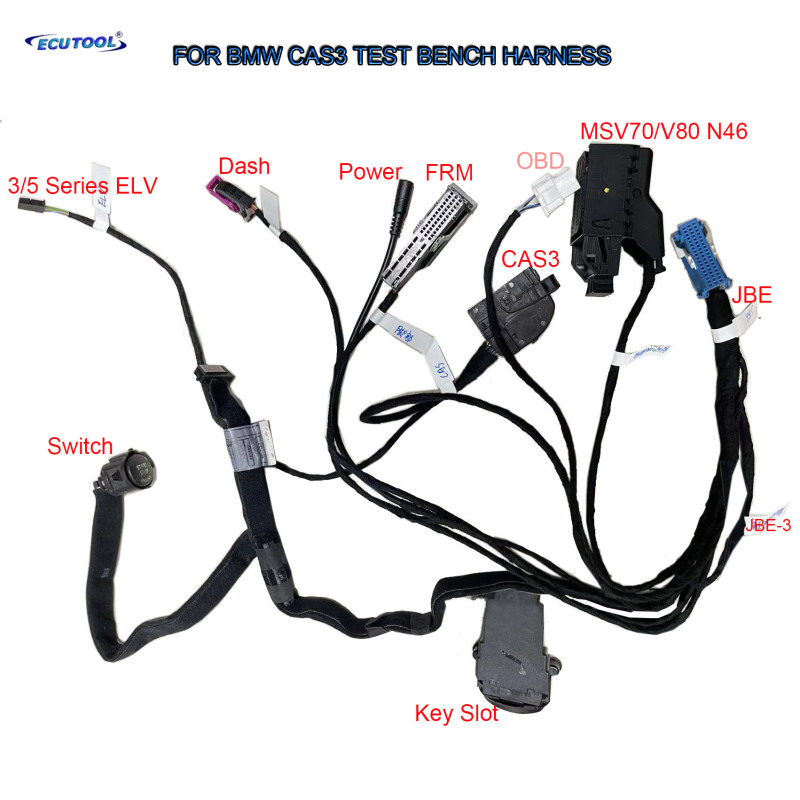 BMW CAS3 Bench Test Platform Harness - FRM + ELV + JBE + DME MSV70 MSV80 N46 OFF Programming Adapters