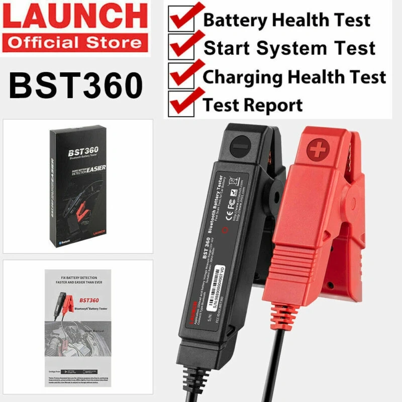 LAU.NCH BST360 Blu.etooth Battery Test Clip 6V/12V BST360 Voltage tester For IOS/Android Smart Phone