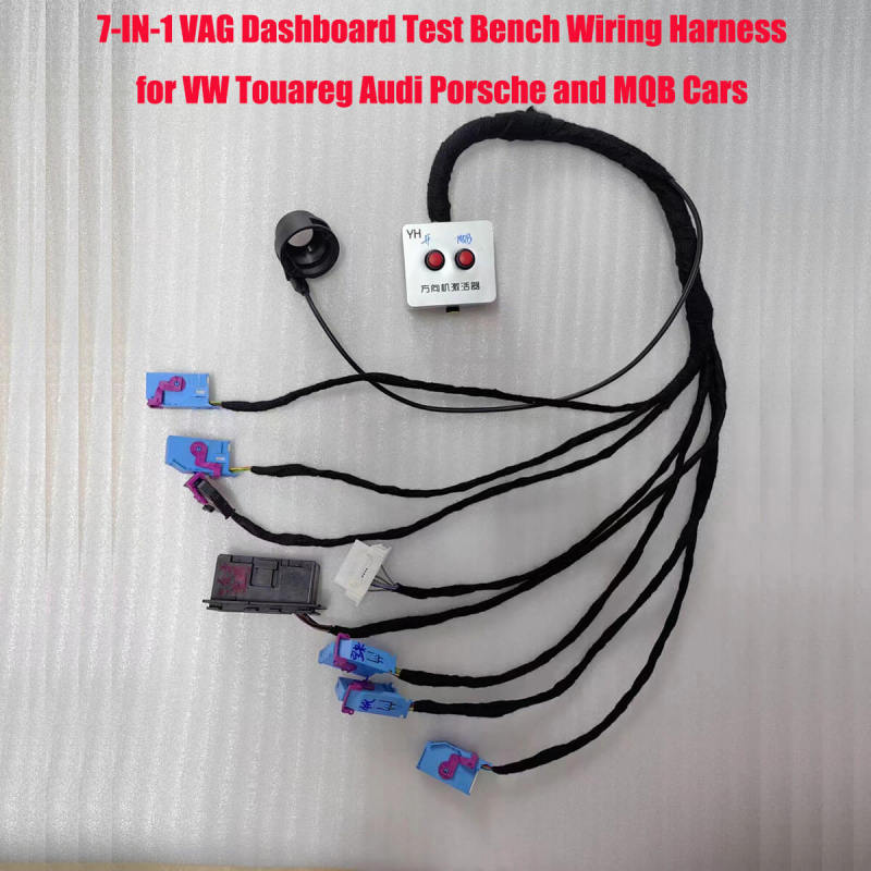 7-IN-1 VAG Dashboard Test Bench Wiring Harness for VW Touareg Audi Porsch*e and MQB Car Instrument Panel Power on Boot Test