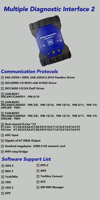 GM MDI2 diagnostic tool 100% Original Protocol for GM Multiple Diagnostic Interface Tool