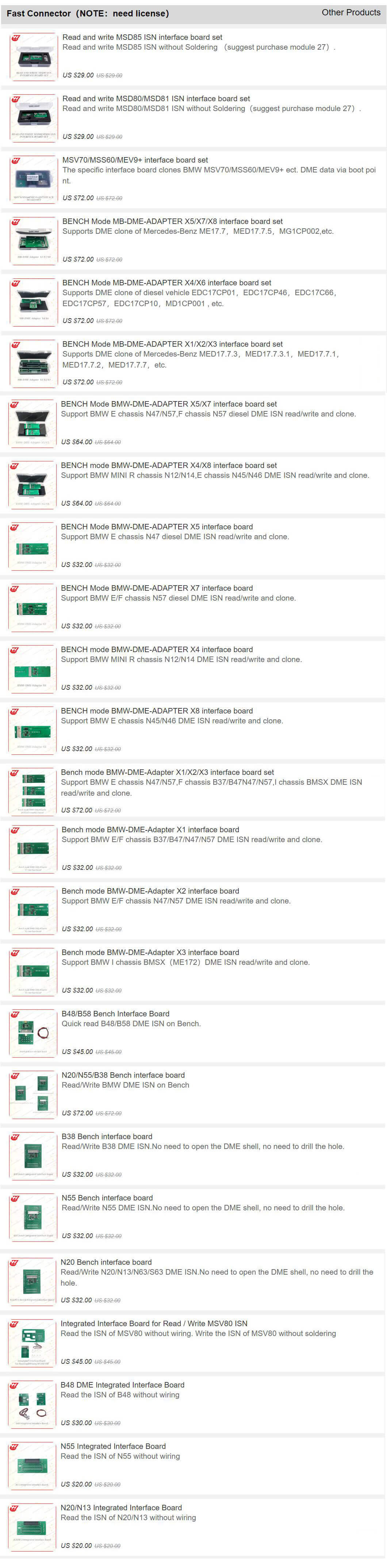 YH ACDP Fast Connectors Read / Write ISN / DME Clone without Soldering