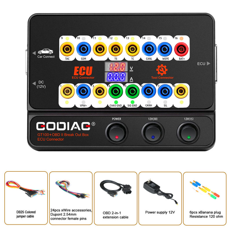 GODIAG GT100 GT100 Pro Test Platform OBDII Break Out Box ECU Connector /Protocol Communication Testing Tool