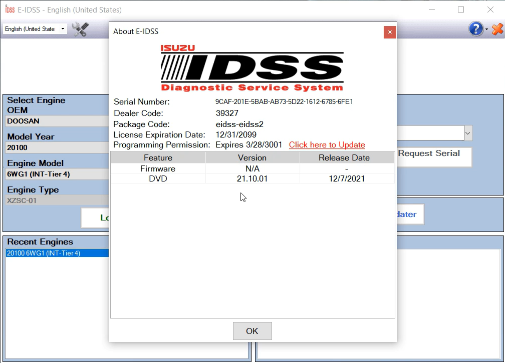 Software Installation ISUZU E-IDSS Enforce Reflash Special Password Calculator