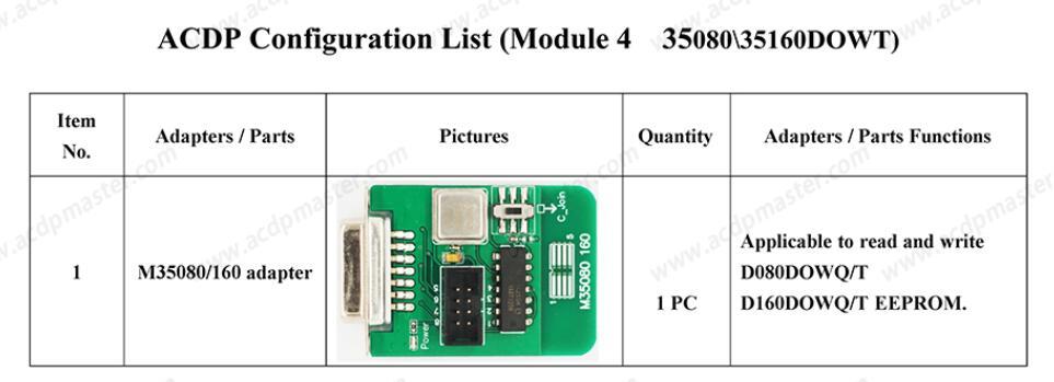 ACDP ACDP2 Module #04 for BMW 35XX 35080, 35160DO WT EEPROM Read & Write