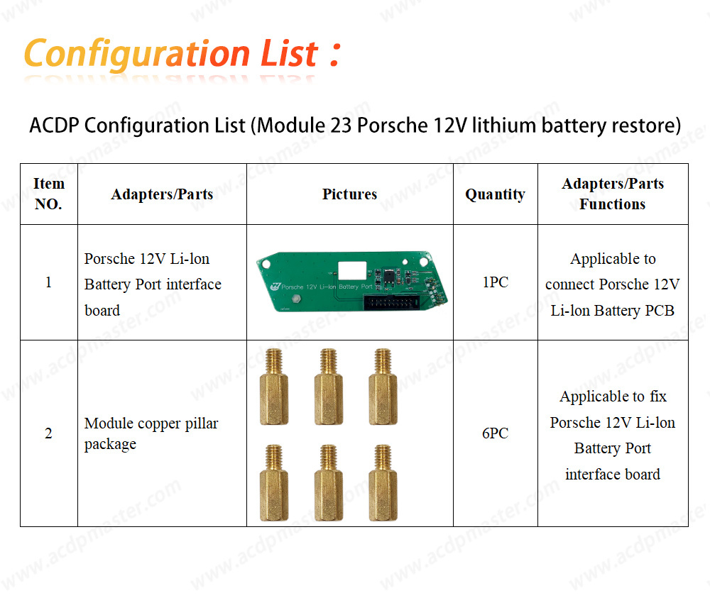ACDP ACDP2 Module #23 for Porsche 12V Lithium Battery Restore