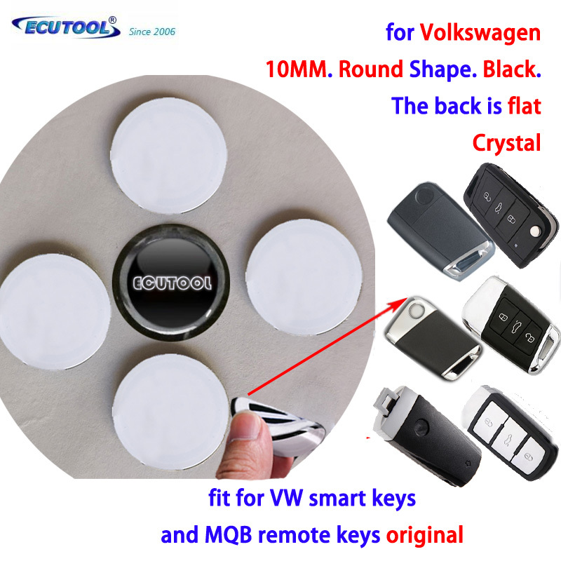 10MM 12MM 14MM VW Crystal Emblem Logo Sticker for New Flip Remote Key & Smart Keys