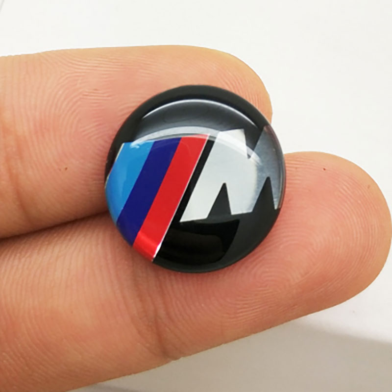 11MM Metal BMW Emblem Badge 14MM Crystal ///M Logo Sticker Round Shape ...