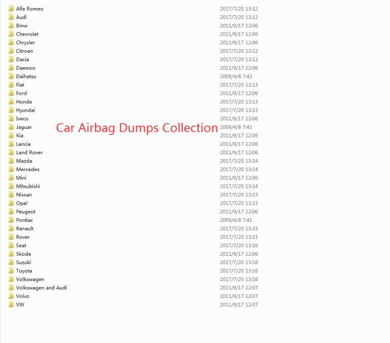 Car Airbag Dumps Collection Files Download