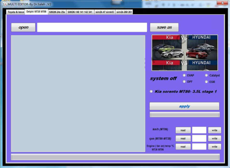 Multi Editor Toyota & Lexus Hyundai KIA DPF EGR DTC OFF Software