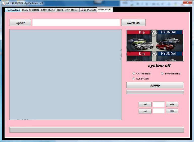 Multi Editor Toyota & Lexus Hyundai KIA DPF EGR DTC OFF Software