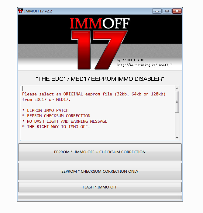 IMMOFF17 -the EDC17 MED17 EEPROM IMMO Disabler IMMO OFF Software