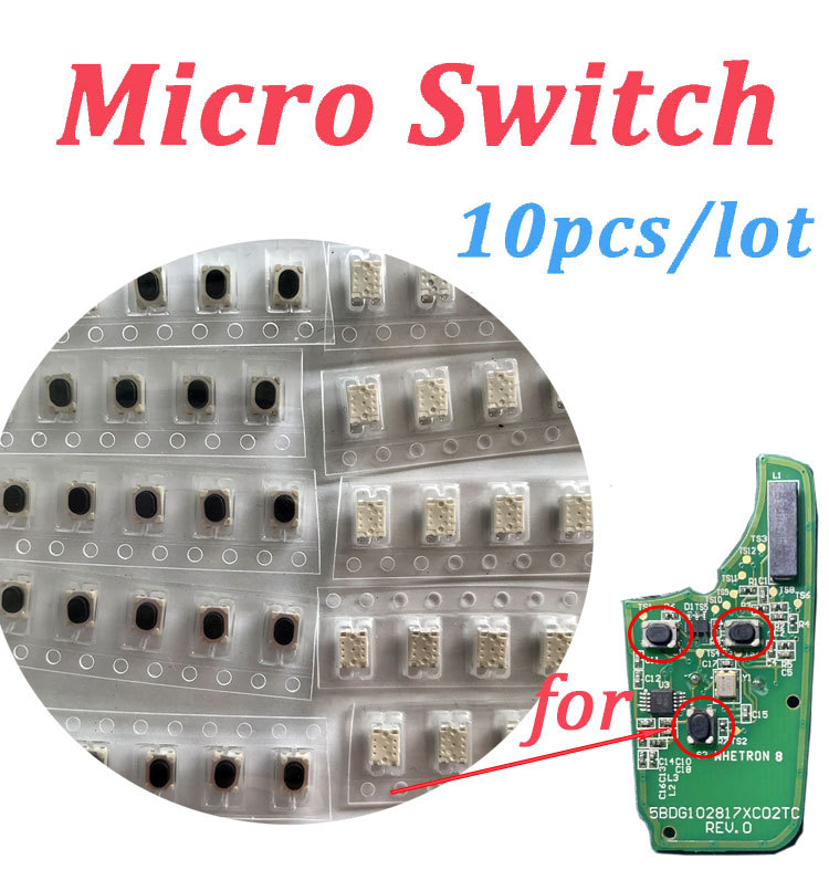 (10pcs) SMD Micro Switch for Buick Chevrolet Cruze Rowe BYD Jaguar VW Hyundai Car Remote PCB Repair