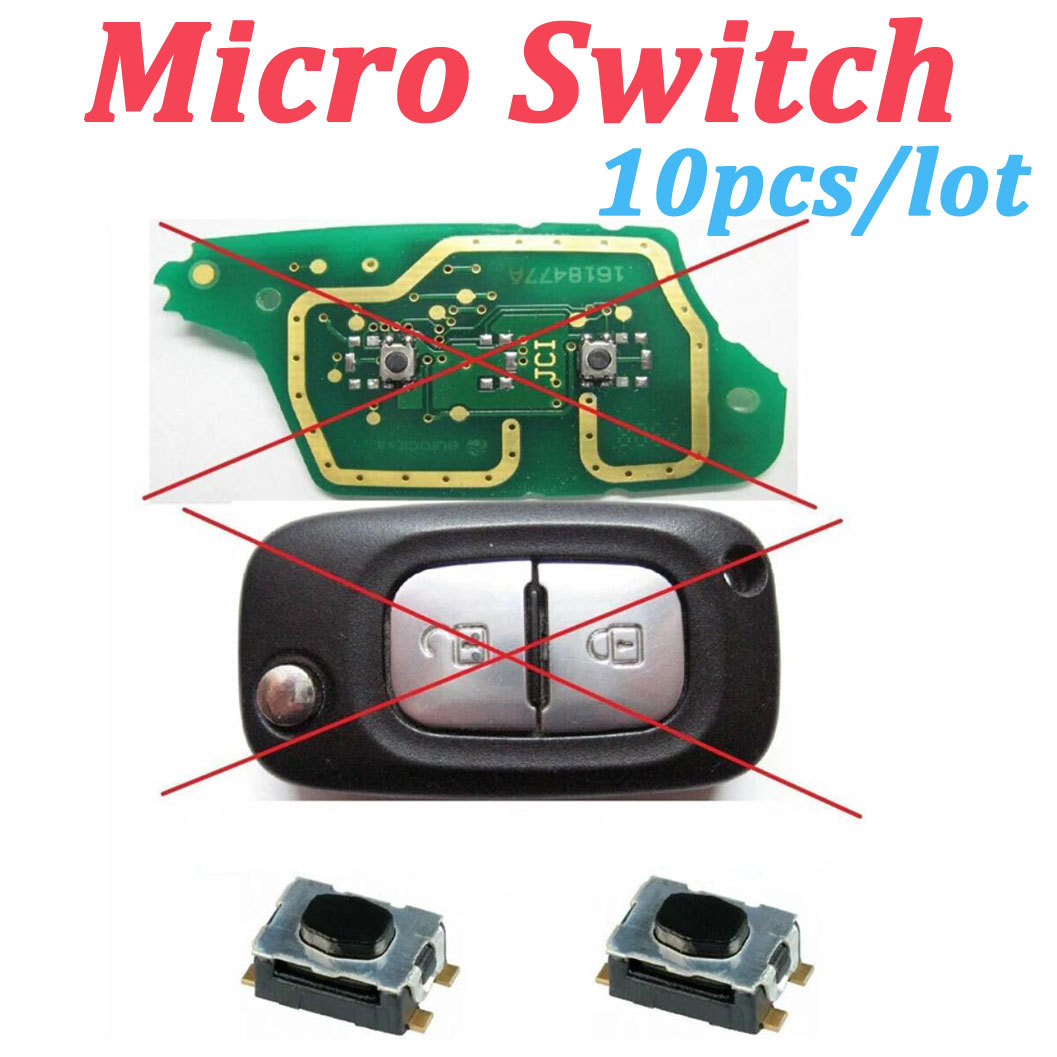 (10pcs) SMD Micro Switch for Peugeot Citroen Flip Key Remote PCB Repair