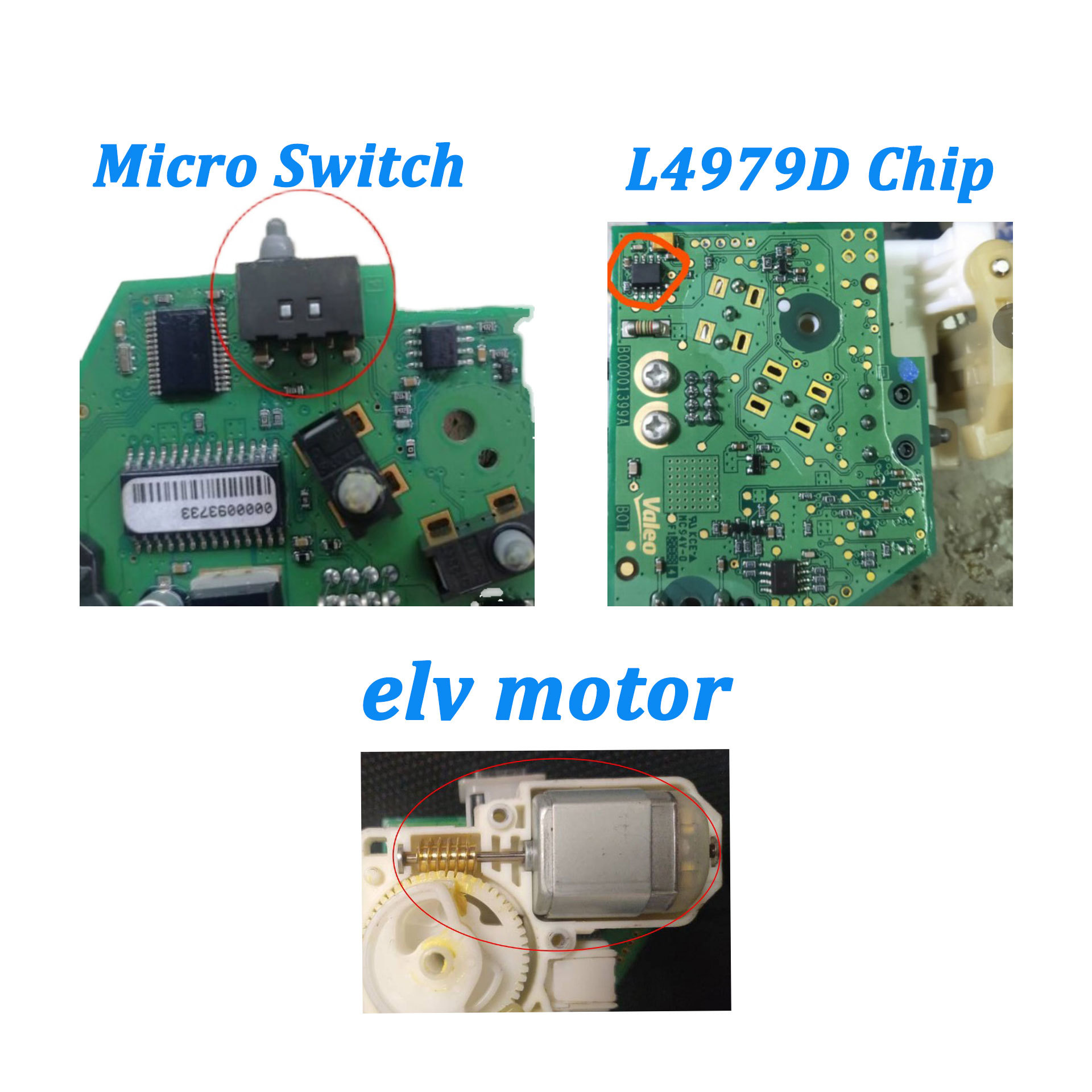 for Mazda 6 Ruiyi Steering Wheel Column Electronic Lock Repair -Micro Switch -L4979D Chip -ELV Motor