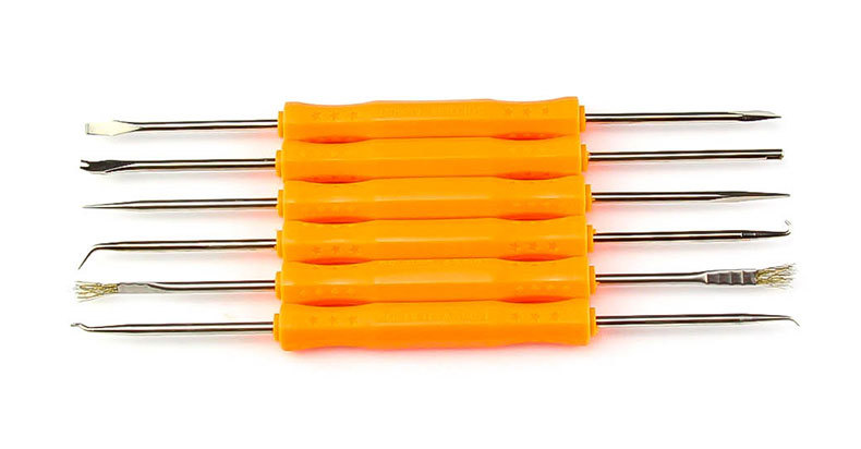 (6-in-1 Kit) PCB Soldering Assistor SA-612 -Brush -Fork -Chip Hold -Needle -Knife -Reamer