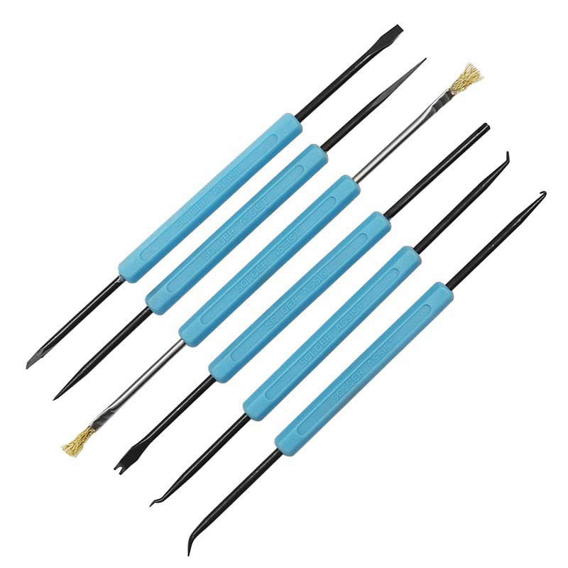 (6-in-1 Kit) PCB Soldering Assistor -Brush -Fork -Chip Hold -Needle -Knife -Reamer