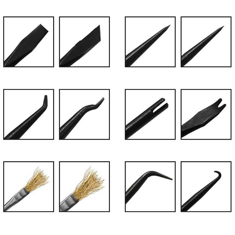 (6-in-1 Kit) PCB Soldering Assistor -Brush -Fork -Chip Hold -Needle -Knife -Reamer