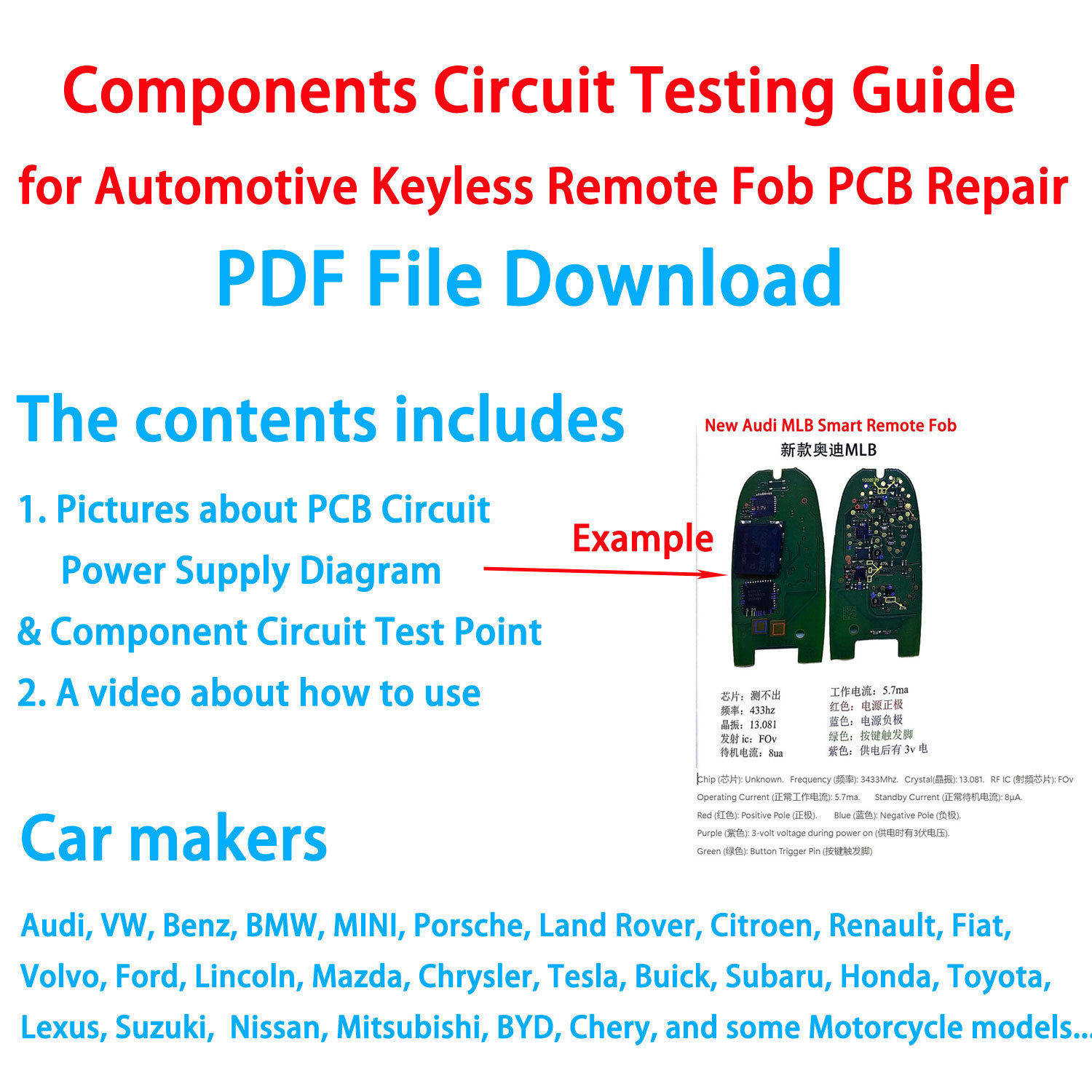 (PDF File) ECUTOOL Automotive Keyless Remote Fob Repair PCB Circuit Testing Guide