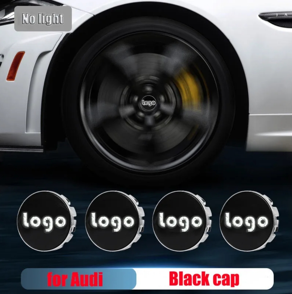 For Audi 60MM 61MM 69MM Led Floating Wheel Hub Caps with Logo for TT Q2L Q5L Q7 A6L A8L A1 A3 A4L A5 A7 S3 S4 S5 SQ5 Q3 Wheel Center Caps Blue Red White Colorful Lights Badge