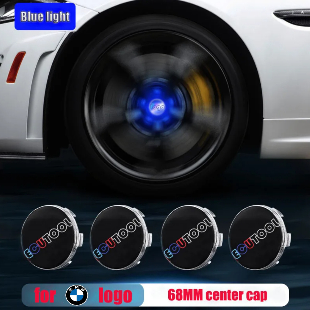 56MM 68MM BM-W / M Logo Floating Wheel Center Caps Hub Lamp Red White Blue RGB Colorful LED Car Wheel Emblem Hubcap Lights for Choose