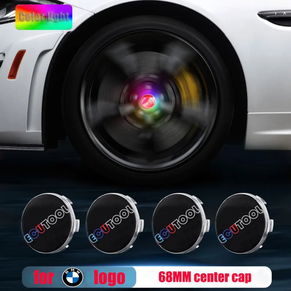 56MM 68MM BM-W / M Logo Floating Wheel Center Caps Hub Lamp Red White Blue RGB Colorful LED Car Wheel Emblem Hubcap Lights for Choose