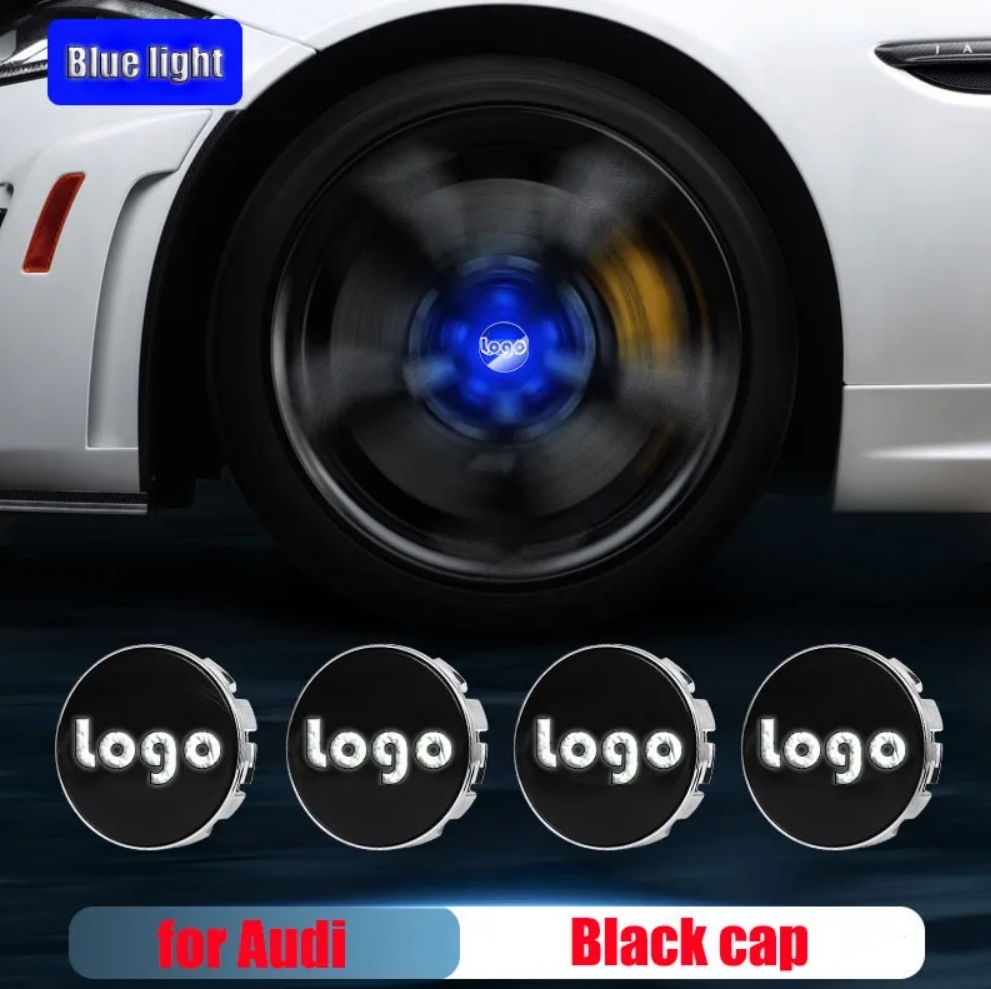 For Audi 60MM 61MM 69MM Led Floating Wheel Hub Caps with Logo for TT Q2L Q5L Q7 A6L A8L A1 A3 A4L A5 A7 S3 S4 S5 SQ5 Q3 Wheel Center Caps Blue Red White Colorful Lights Badge
