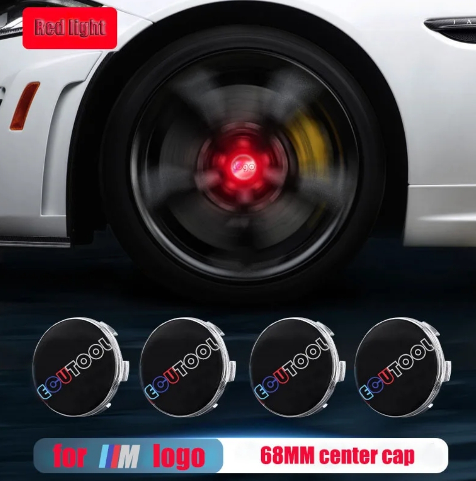 56MM 68MM BM-W / M Logo Floating Wheel Center Caps Hub Lamp Red White Blue RGB Colorful LED Car Wheel Emblem Hubcap Lights for Choose