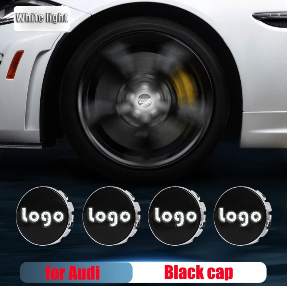 For Audi 60MM 61MM 69MM Led Floating Wheel Hub Caps with Logo for TT Q2L Q5L Q7 A6L A8L A1 A3 A4L A5 A7 S3 S4 S5 SQ5 Q3 Wheel Center Caps Blue Red White Colorful Lights Badge