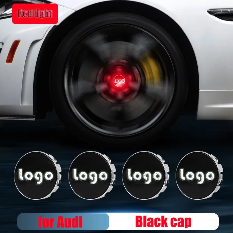 For Audi 60MM 61MM 69MM Led Floating Wheel Hub Caps with Logo for TT Q2L Q5L Q7 A6L A8L A1 A3 A4L A5 A7 S3 S4 S5 SQ5 Q3 Wheel Center Caps Blue Red White Colorful Lights Badge