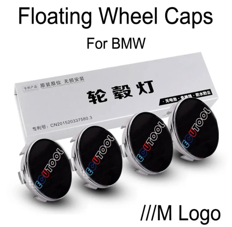 56MM 68MM BM-W Led Floating Wheel Center Caps Waterproof Blue Lights ...