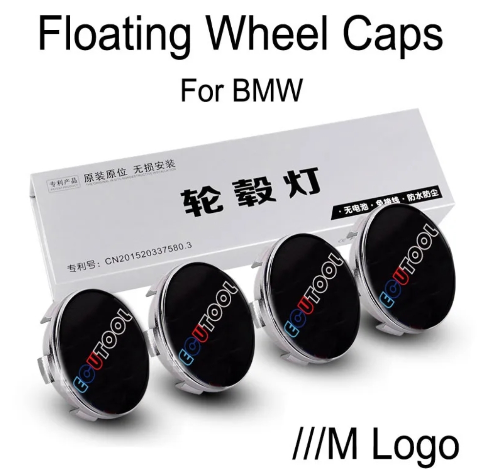 56MM 68MM BM-W / M Logo Floating Wheel Center Caps Hub Lamp Red White Blue RGB Colorful LED Car Wheel Emblem Hubcap Lights for Choose