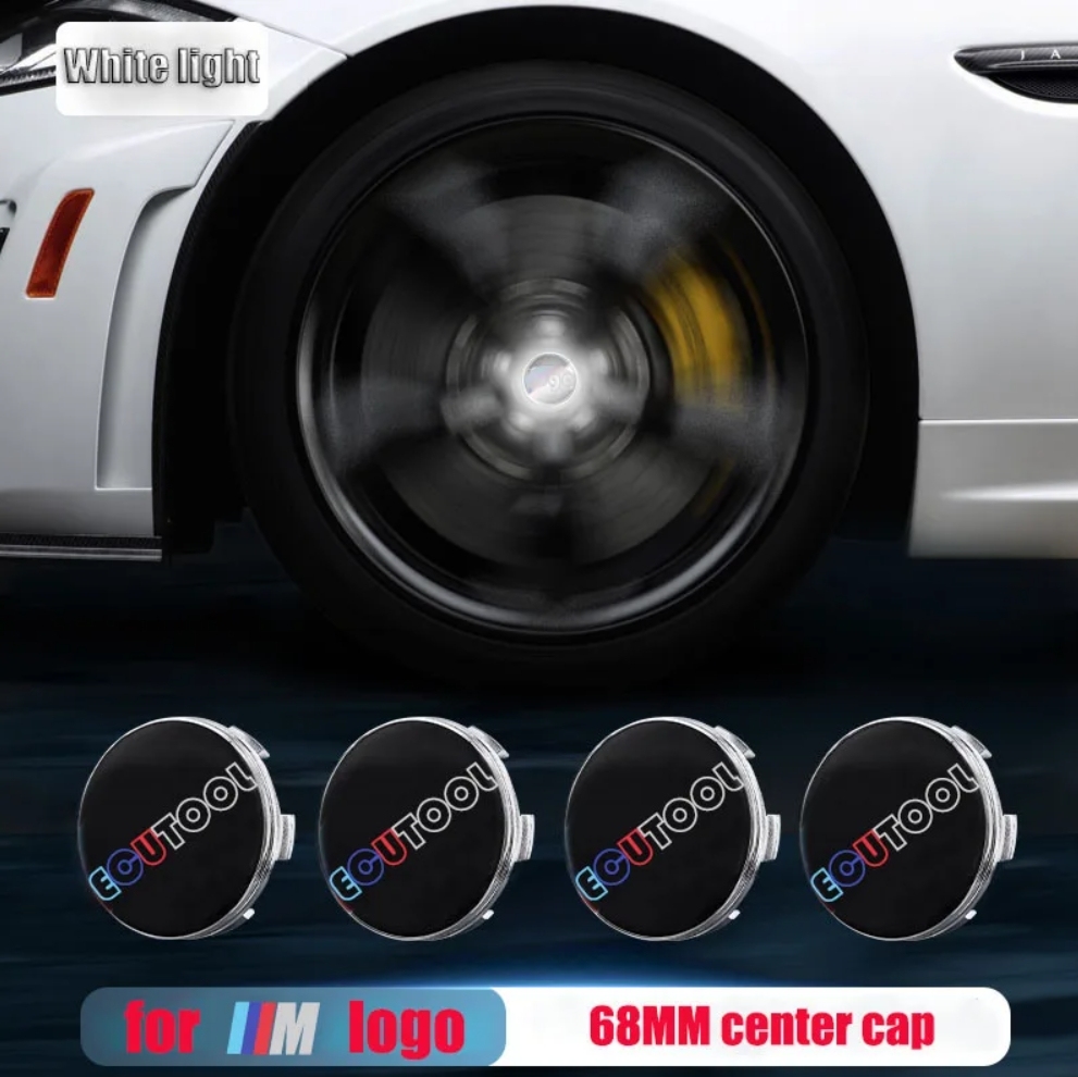 56MM 68MM BM-W / M Logo Floating Wheel Center Caps Hub Lamp Red White Blue RGB Colorful LED Car Wheel Emblem Hubcap Lights for Choose