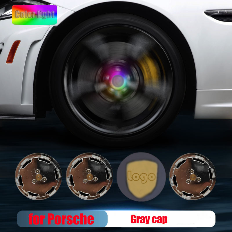 Porsche Cayenn*e Macan 65MM 76MM LED Floating Car Wheel Hub Caps Plug and Play Waterproof Blue Red White Colorful Lights Badge