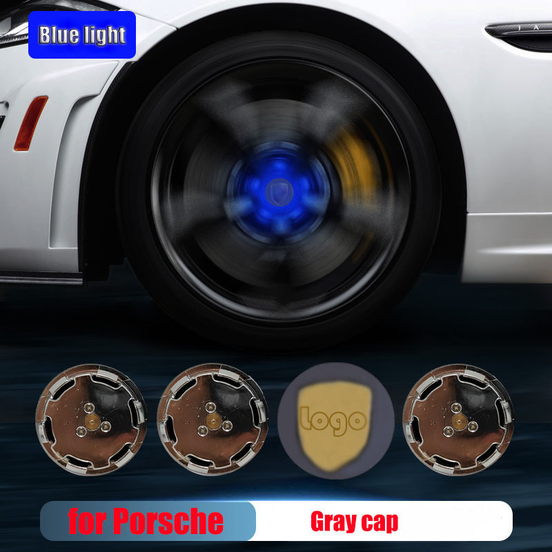 Porsche Cayenn*e Macan 65MM 76MM LED Floating Car Wheel Hub Caps Plug and Play Waterproof Blue Red White Colorful Lights Badge