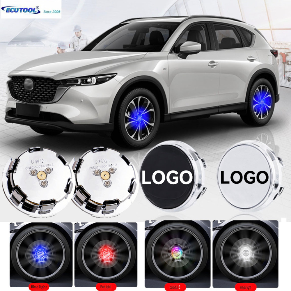 56MM MAZDA Led Wheel Center Caps Cover Blue Red White Colorful Light Floating Logo for Demio RX-8 CX5 CX8 CX4 CX3 MX5