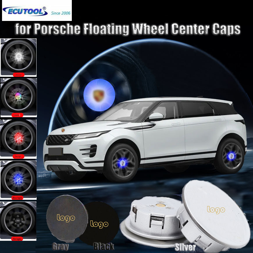 Porsche Cayenn*e Macan 65MM 76MM LED Floating Car Wheel Hub Caps Plug and Play Waterproof Blue Red White Colorful Lights Badge