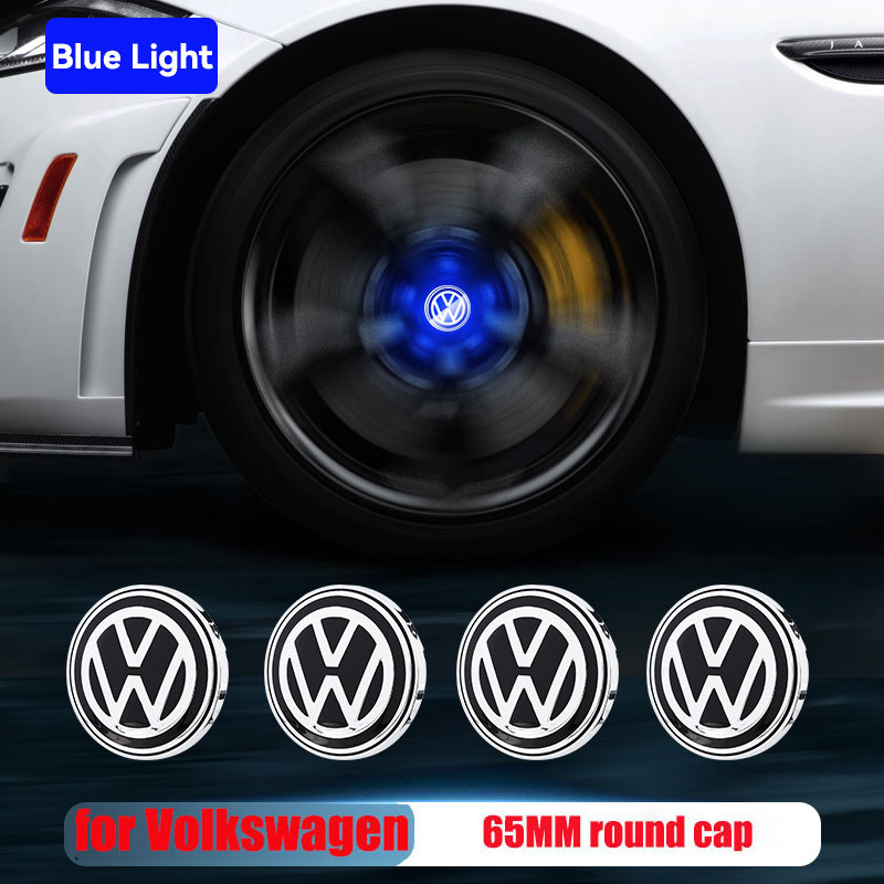VW 56mm 60mm 65mm Blue Red White Colorful Lights Led Floating Wheel Hubcaps Center Cap Logo for Golf Passat Arteon Tiguan Atlas Bettle ID 3 4 6