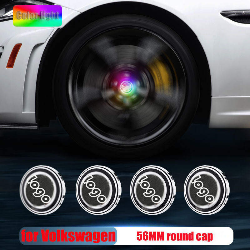 VW 56mm 60mm 65mm Blue Red White Colorful Lights Led Floating Wheel Hubcaps Center Cap Logo for Golf Passat Arteon Tiguan Atlas Bettle ID 3 4 6