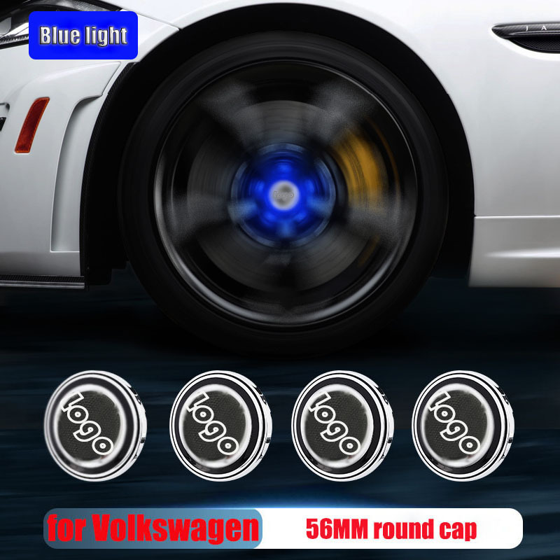 VW 56mm 60mm 65mm Blue Red White Colorful Lights Led Floating Wheel Hubcaps Center Cap Logo for Golf Passat Arteon Tiguan Atlas Bettle ID 3 4 6