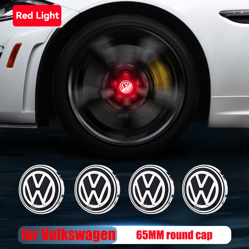VW 56mm 60mm 65mm Blue Red White Colorful Lights Led Floating Wheel Hubcaps Center Cap Logo for Golf Passat Arteon Tiguan Atlas Bettle ID 3 4 6