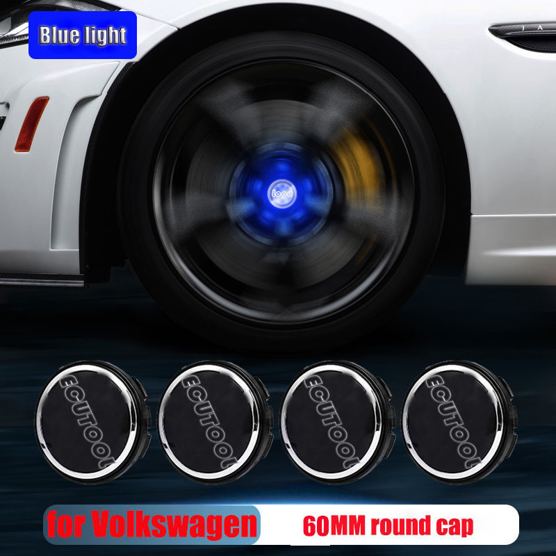 VW 56mm 60mm 65mm Blue Red White Colorful Lights Led Floating Wheel Hubcaps Center Cap Logo for Golf Passat Arteon Tiguan Atlas Bettle ID 3 4 6