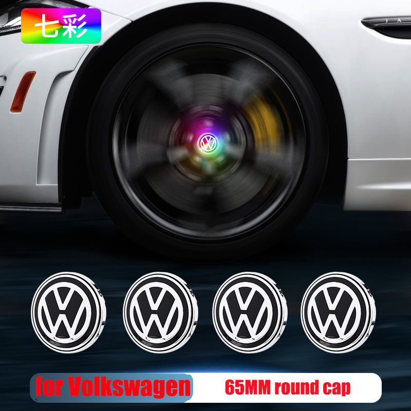 VW 56mm 60mm 65mm Blue Red White Colorful Lights Led Floating Wheel Hubcaps Center Cap Logo for Golf Passat Arteon Tiguan Atlas Bettle ID 3 4 6