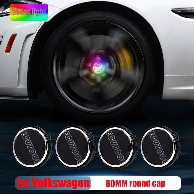 VW 56mm 60mm 65mm Blue Red White Colorful Lights Led Floating Wheel Hubcaps Center Cap Logo for Golf Passat Arteon Tiguan Atlas Bettle ID 3 4 6