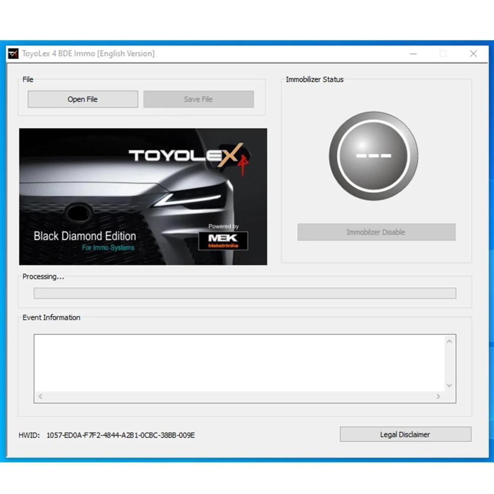 Toyolex4 BDE(ToyoLex 4 Black Diamond Edition) - DISABLE IMMOBILIZER SYSTEM Through FLASH FILE on Toyota, Lexus and Hino (N04 engines)