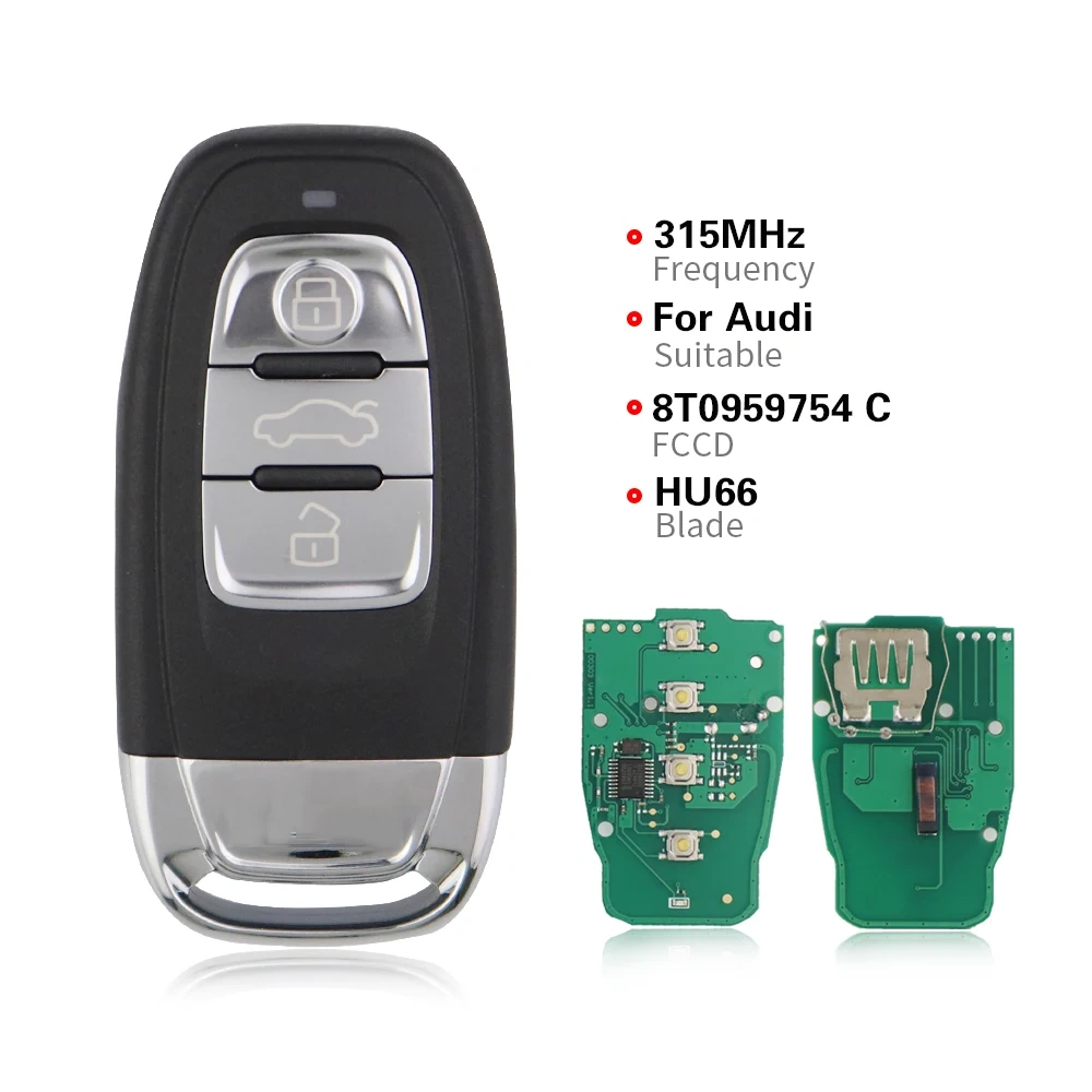 Audi B8 BCM2 SmartKey Remote Fobs 315MHz/ 433MHz/ 868MHz, 3 Button 754C/754D/754G/754J