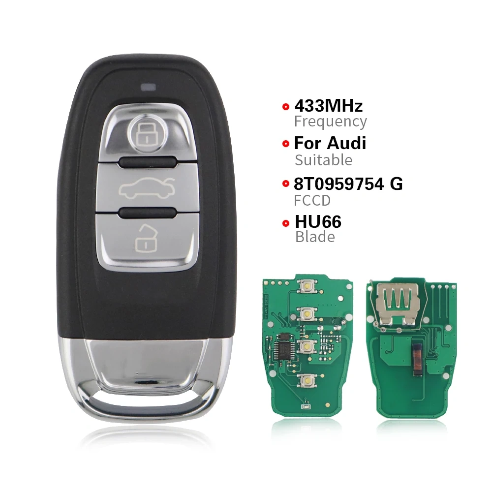 Audi B8 BCM2 SmartKey Remote Fobs 315MHz/ 433MHz/ 868MHz, 3 Button 754C/754D/754G/754J