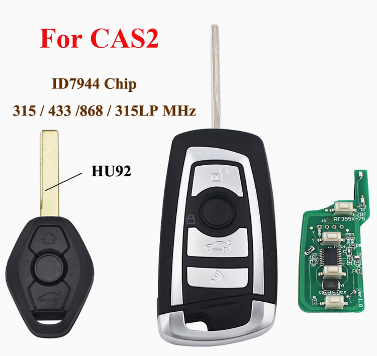 (Modified) for BMW CAS2 Flip Key Remote Fob 315MHz / 433MHz / 315LP MHz / 868MHz